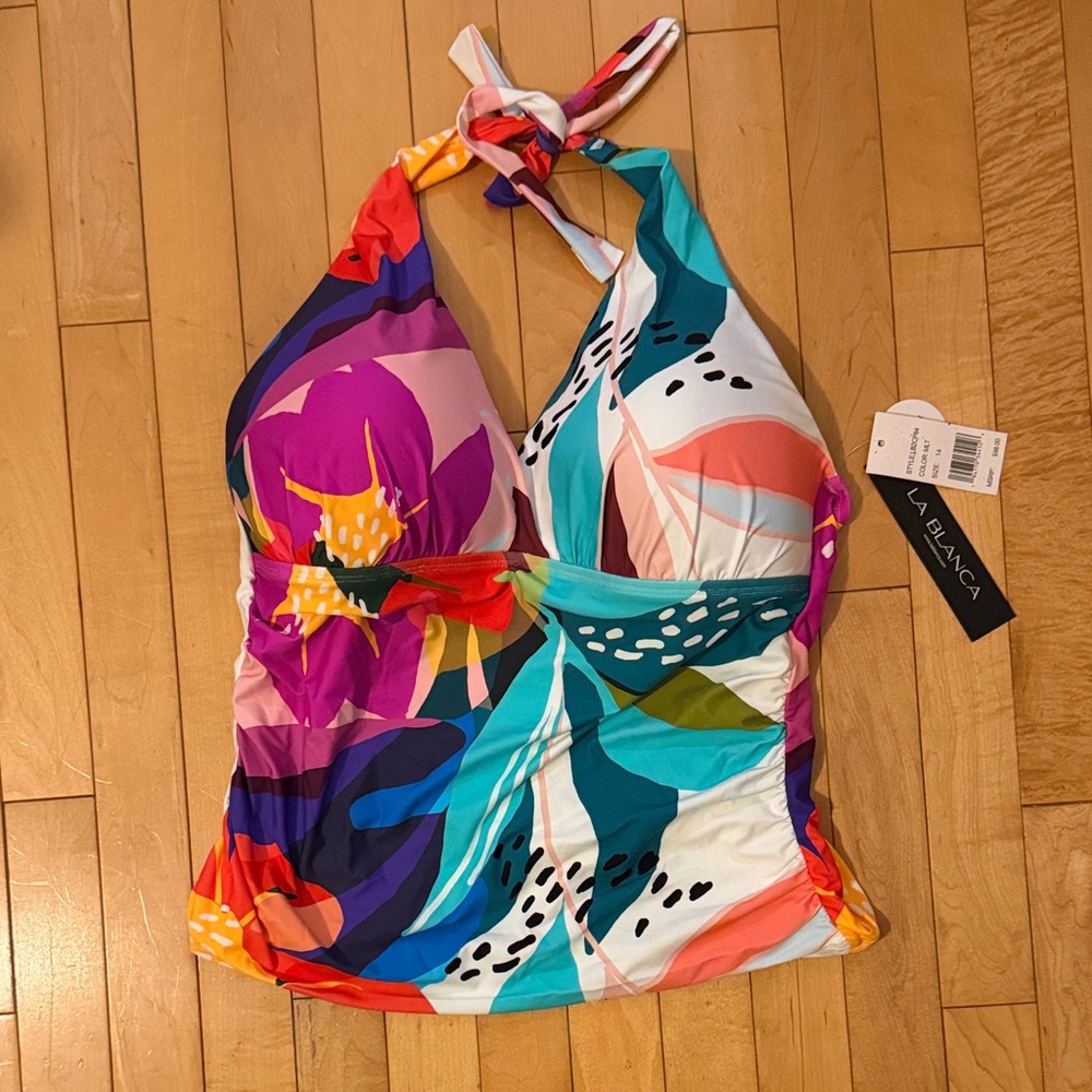 La Blanca Tropical Island Goddess Halter Tankini Swimsuit Top